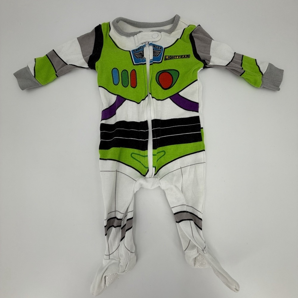 Disney Baby Sleeper Toddler 0-3 Months Green Full Zip Buzz Lightyear Cotton